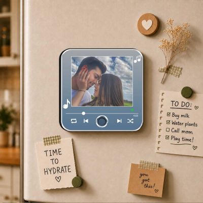 Personalized Musical Fridge Magnet for Couples | Long Distance Relationship Gift | Loveable Person Gift Birthday Gift for Husband Wife Rechargeable Playable Music Player